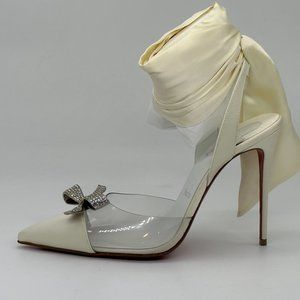 Christian Louboutin ASTRINODO DU DESERT Crystal Bow Silk Tie Heel Sandals Shoes